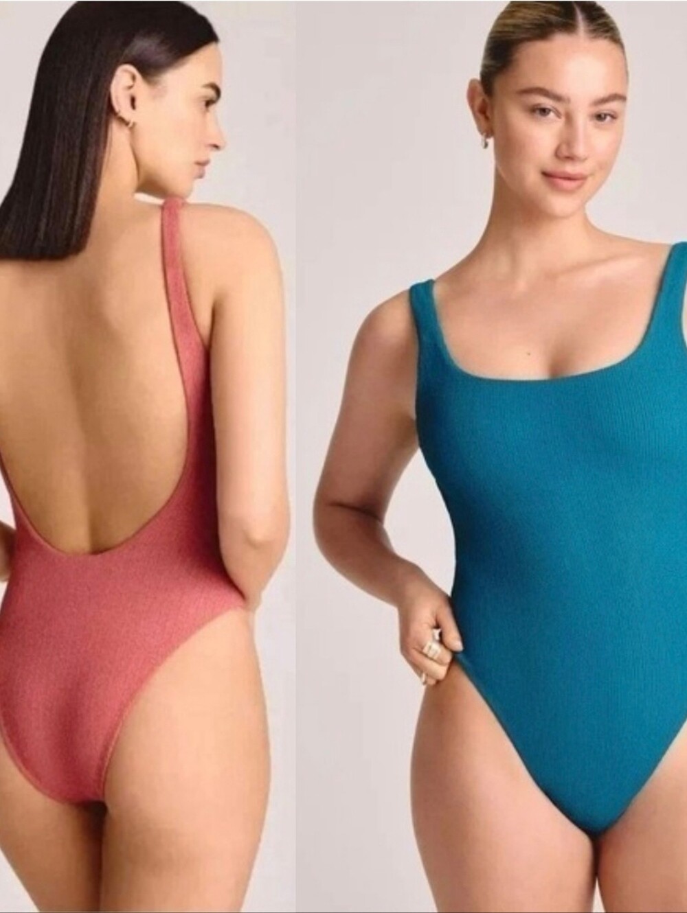🌊 Pair! Sz L Swimsuits in Pink and Teal- Vitamin A